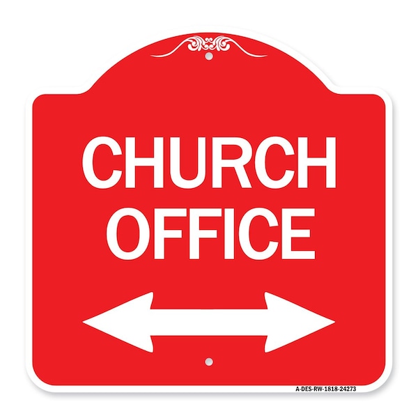 Signmission Church Parking W/ Bidirectional Arrow, Red & White Aluminum Sign, 18" x 18", RW-1818-24273 A-DES-RW-1818-24273 - main